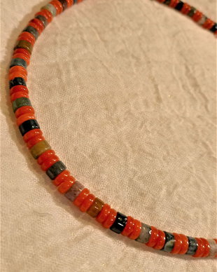 Surfer choker colier agate indiene jad argint heishi unisex