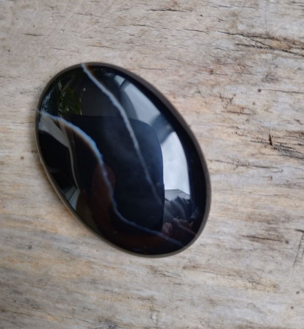 Cabochon agata neagra, 40x26 mm