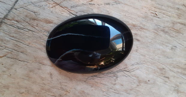 Cabochon agata neagra, 40x26 mm