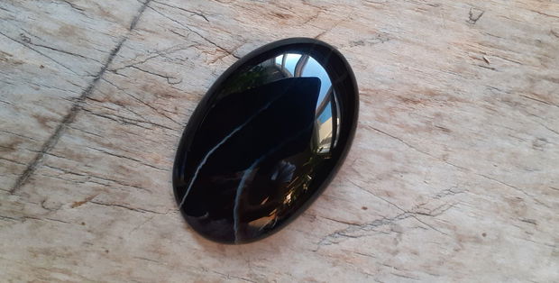 Cabochon agata neagra, 40x26 mm