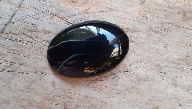 Cabochon agata neagra, 40x26 mm