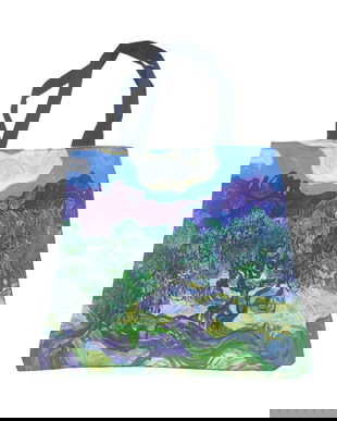 Geanta material textil, imprimeu inspirat dintr-o pictura impresionista a lui Van Gogh