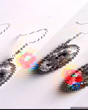 cercei sticla cu flori 42729