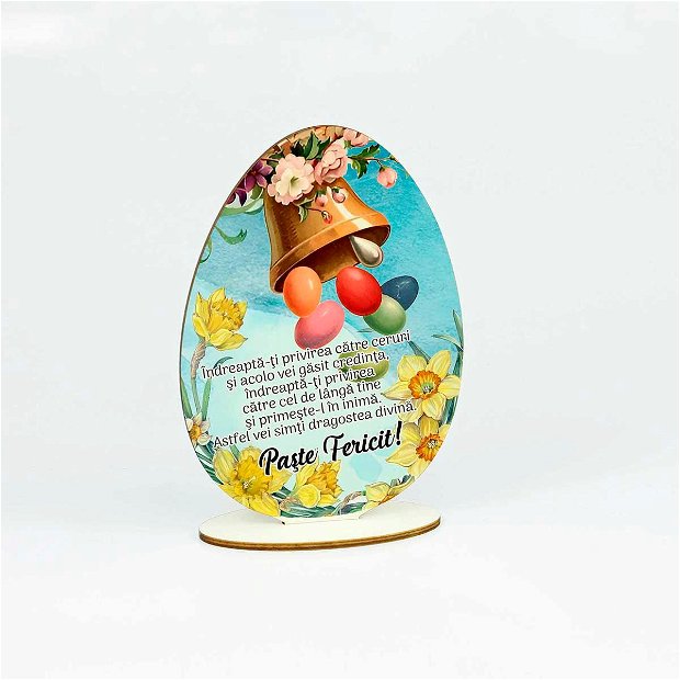 Ornament lemn ou cu mesaj pentru Paste