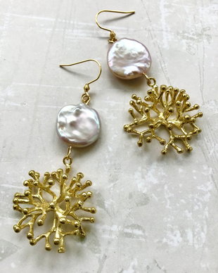 Cercei statement perle baroc & inox gold