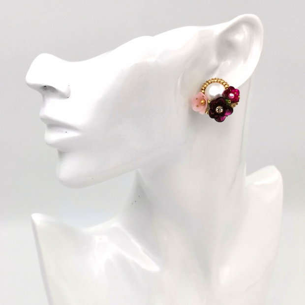 Rezervat Cercei - Bouquet Magenta Flowers & Pearls