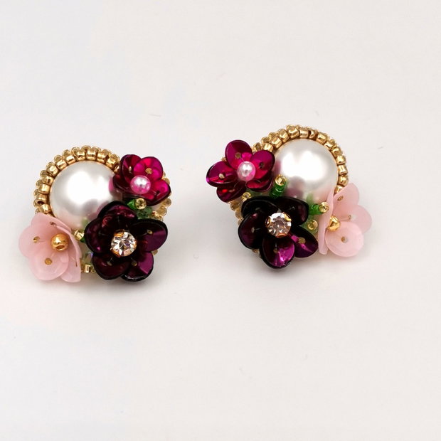 Rezervat Cercei - Bouquet Magenta Flowers & Pearls
