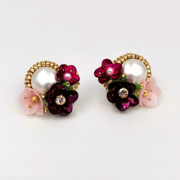 Rezervat Cercei - Bouquet Magenta Flowers & Pearls