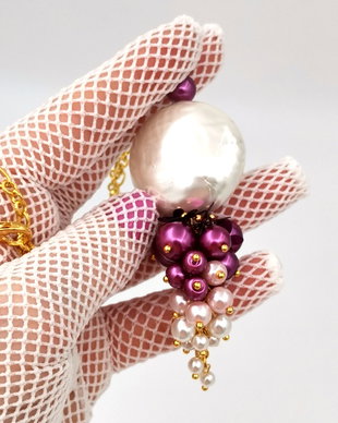 Rezervat Colier pandantiv - Magenta Glow & Pearls
