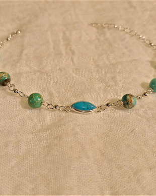 Bratara argint turcoaz natural aqua terra jasper
