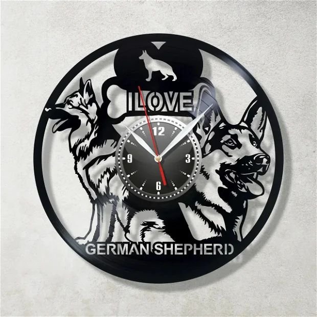 LOVE- GERMAN SHEPHERD- ceas de perete