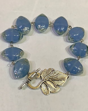 BRATARA ~ BLUE LEAF~ murano,accesorii argintate