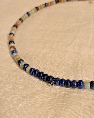 Colier surfer necklace vajra argint lapis lazuli impression jasper, unisex- Transport gratuit