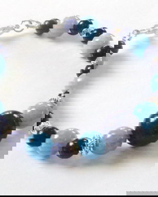 Bratara lapis lazuli si calcedonie