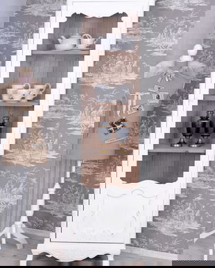 Vitrina Shabby Chic din lemn masiv alb antichizat