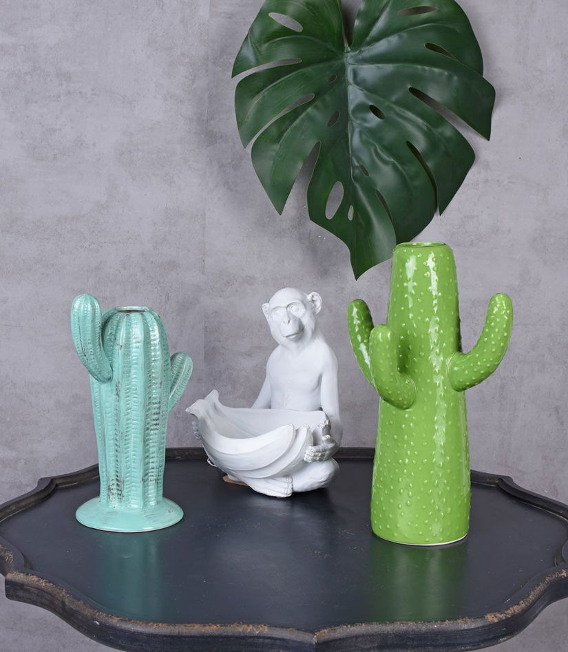 Vas cactus din ceramica verde