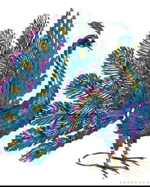 Paun colorat din metal