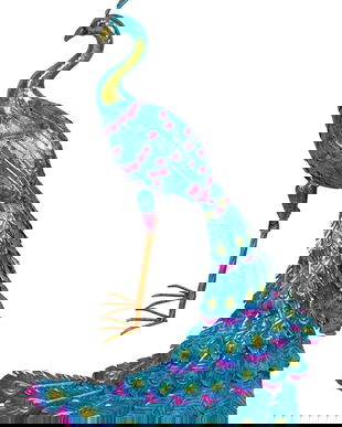 Paun colorat din metal