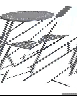 Set de gradina din fier forjat gri cu decoratiuni