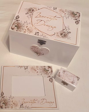 Cufar personalizat pentru nunta (cufar dar, cufar trusou mireasa), 30x20x18 cm