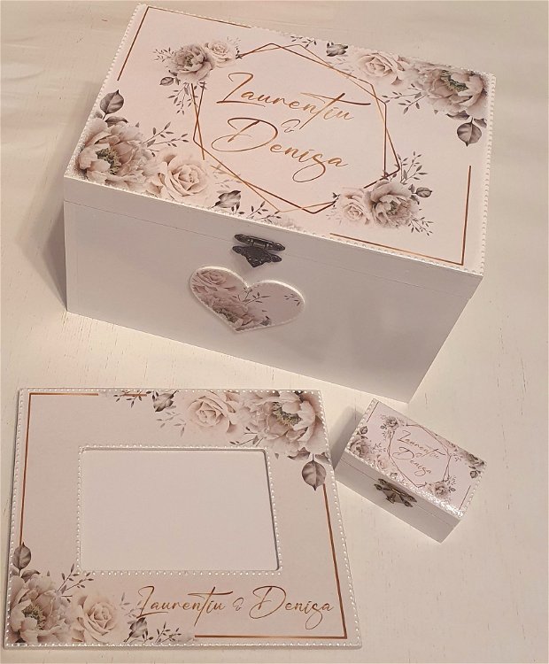 Cufar personalizat pentru nunta (cufar dar, cufar trusou mireasa), 30x20x18 cm