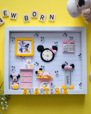 Ramă copii Minnie | Personalizată handmade | Lut polimeric