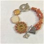 BRATARA~ ORANGE SUN~ coral,murano,Rivoli,toho,superduo,cristale,accesorii argintii