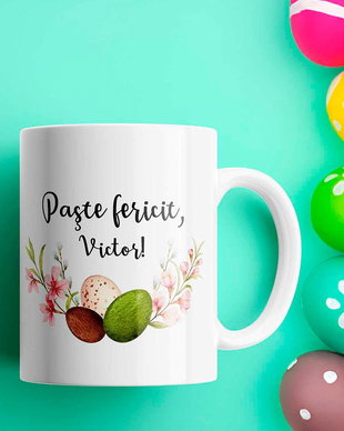 Cana personalizatacu nume -  Paste fericit
