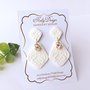 Cercei albi/cristale casetate // Handmade Polymer Clay Earrings