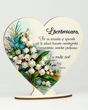 Cadou personalizat aniversare - felicitare inima lemn cu mesaj
