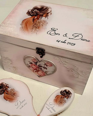 Cufar personalizat pentru gatitul / trusoul miresei, roz prafuit