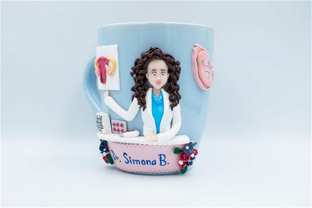 Cană medic ginecolog | Personalizată handmade | Lut polimeric