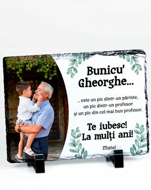 Ardezie cadou personalizat cu poza si mesaj pentru bunic