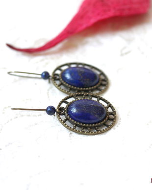 Cercei cu camee si lapis lazuli