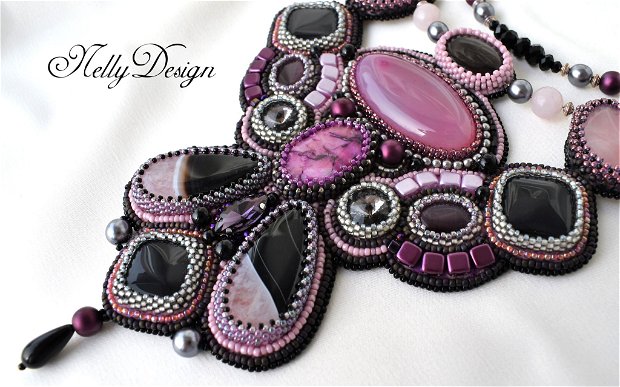 "Splendor Magenta' - Set bead-embroidery