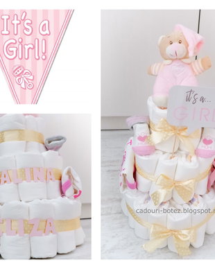 Tort scutece fetita ursulet roz