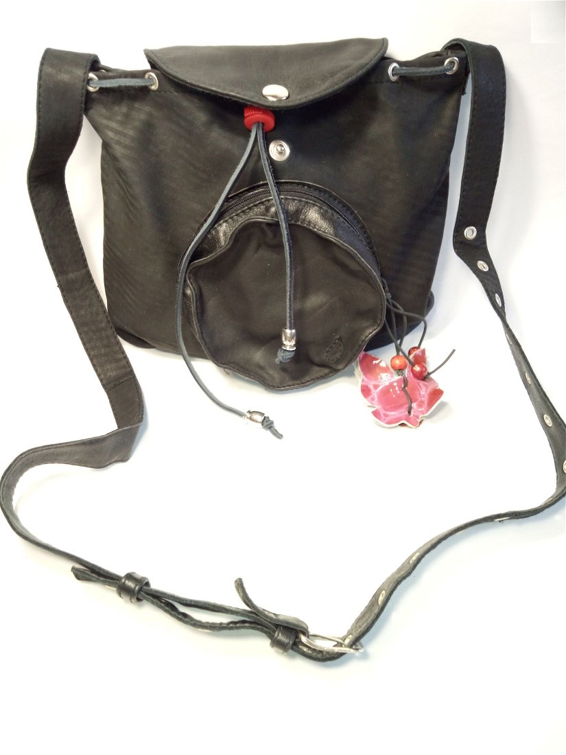 Poşeta crossbody, geanta din piele naturală neagră
