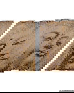 Pereche de tablouri din lemn vintage cu Budha