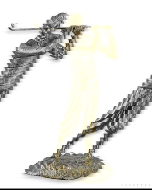 Statueta din metal cu un jucator de golf