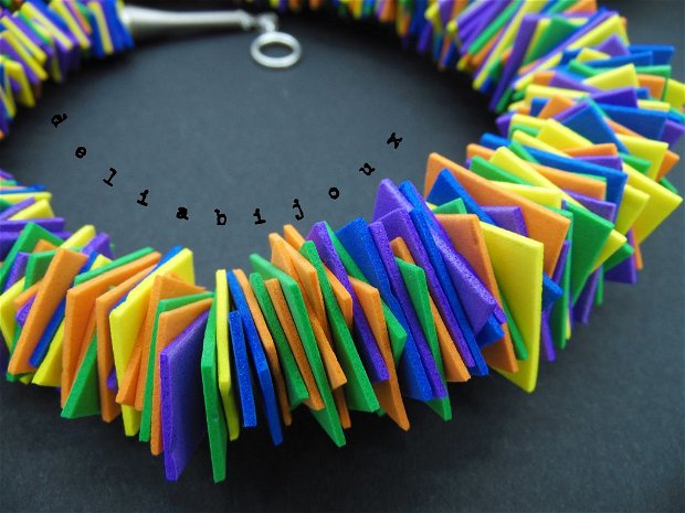 Colier handmade statement unicat - multicolor - geometric (cod791)
