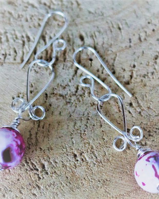 Cercei handmade din sarma si agate fatetate
