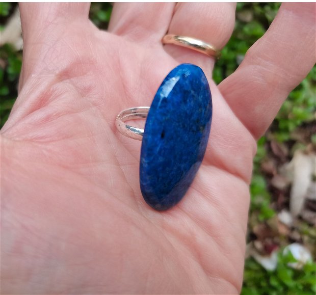 Inel Lazulit si Argint 925 - IN1110 - Inel albastru reglabil, inel statement, cadou iubita, bijuterii cadou, cadou sotie, cristale vindecatoare, cristaloterapie