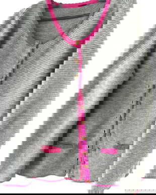 Jacheta tricotata gri - roz , XL