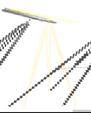 Telescop din alama cu suport din lemn mahon