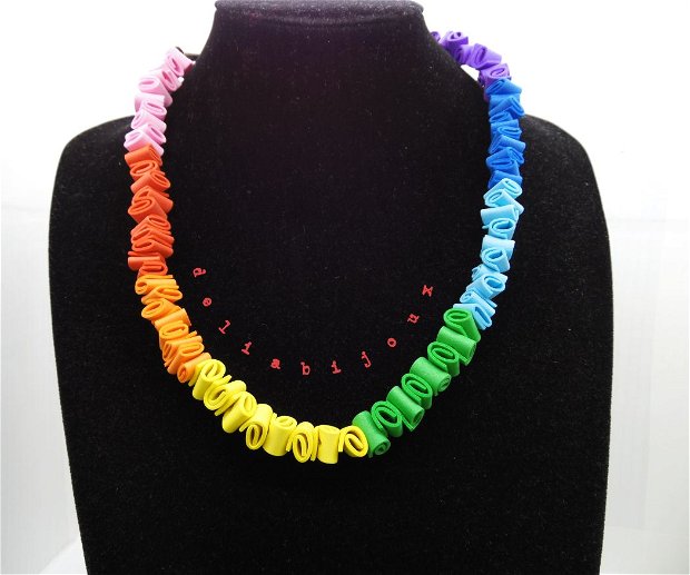 Set bijuterii handmade statement unicat - mullticolor - Rainbow -foi de spuma/foamiran (cod793)