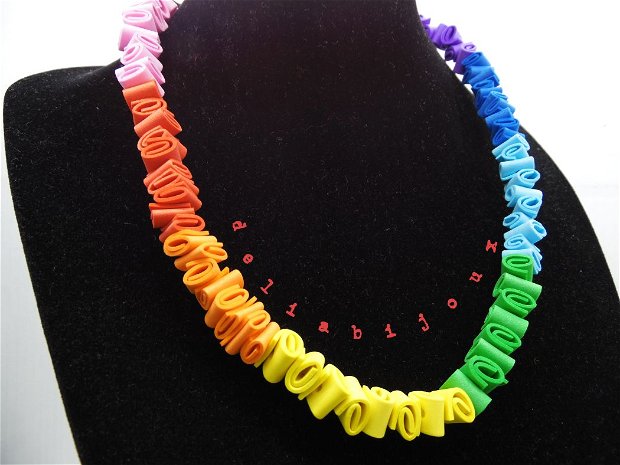 Set bijuterii handmade statement unicat - mullticolor - Rainbow -foi de spuma/foamiran (cod793)