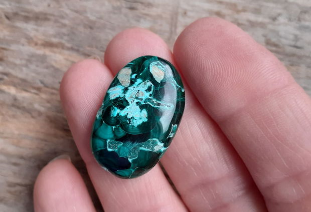 Cabochon malachit cu azurit, 28x18 mm