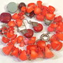 SET~RED COCKTAIL~coral,murano,howlit,email,accesorii metalice argintate,inox