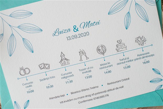Invitatie nuntă Leafs Timeline