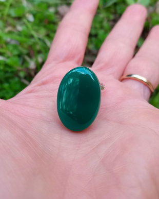 Inel Onix verde si Argint 925 - IN1115 - Inel verde reglabil, inel pietre semipretioase, cadou aniversare, cadou sotie, bijuterii cadou, cristale vindecatoare, cristaloterapie